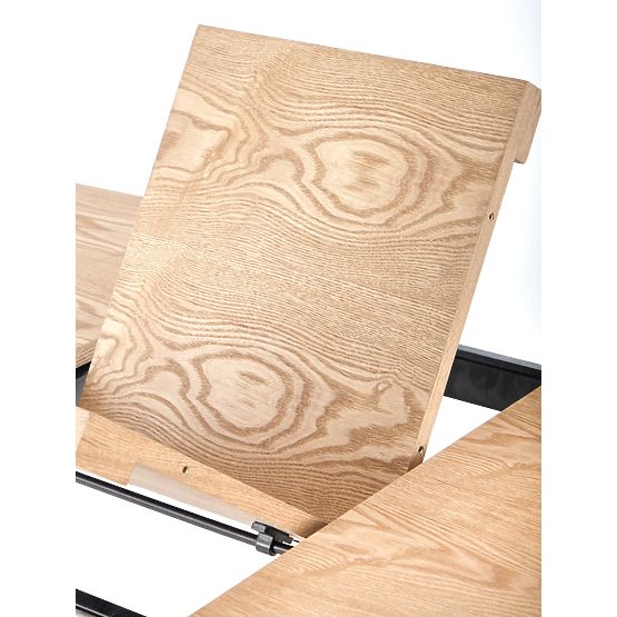 Rozkładany stół VELDON, blat - dąb naturalny, nogi - czarne (2p=1szt)