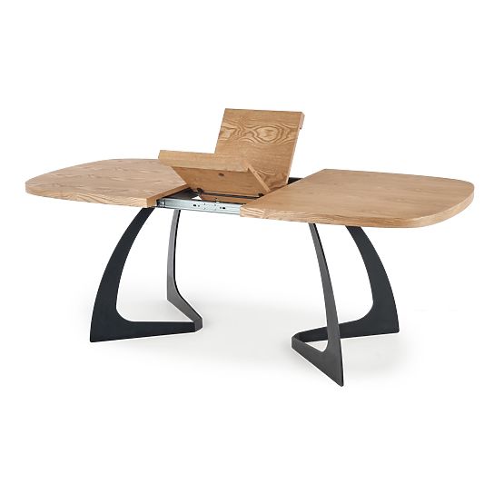 Rozkładany stół VELDON, blat - dąb naturalny, nogi - czarne (2p=1szt)