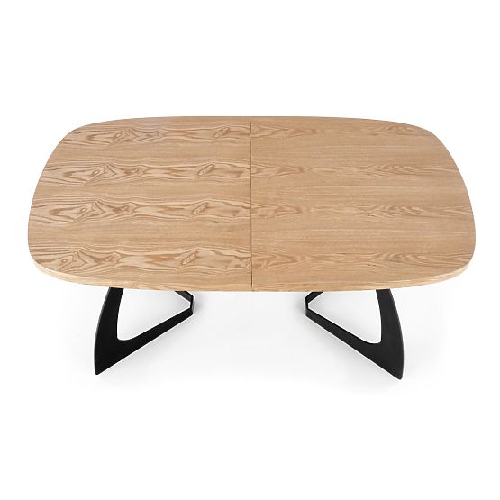 Rozkładany stół VELDON, blat - dąb naturalny, nogi - czarne (2p=1szt)