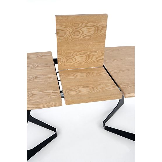 Rozkładany stół VELDON, blat - dąb naturalny, nogi - czarne (2p=1szt)