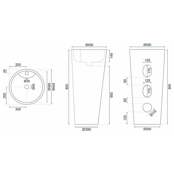 Samodzielnie stojąca ceramiczna umywalka Blanka Natural Matt Marmur