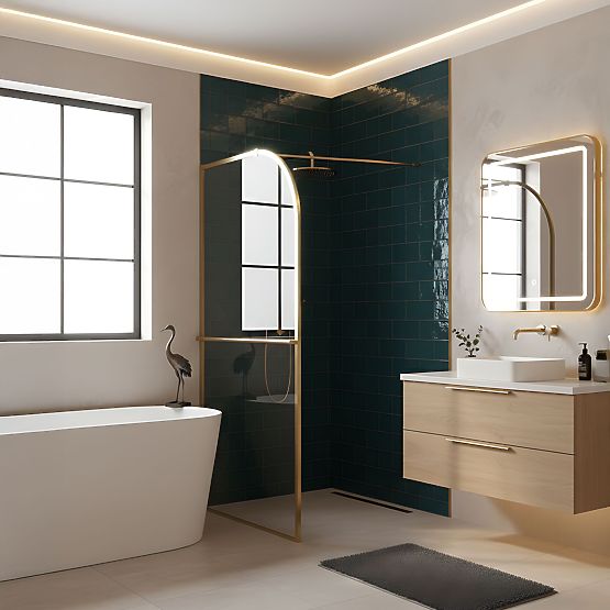 Ścianka prysznicowa Rea Sky Brush Gold 120