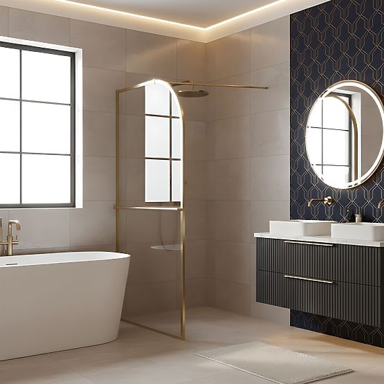 Ścianka prysznicowa Rea Sky Brush Gold 120