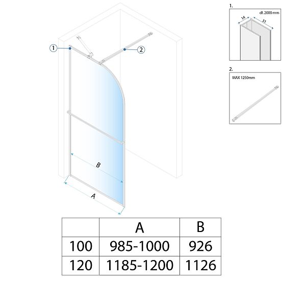 Ścianka prysznicowa Rea Sky Brush Gold 120