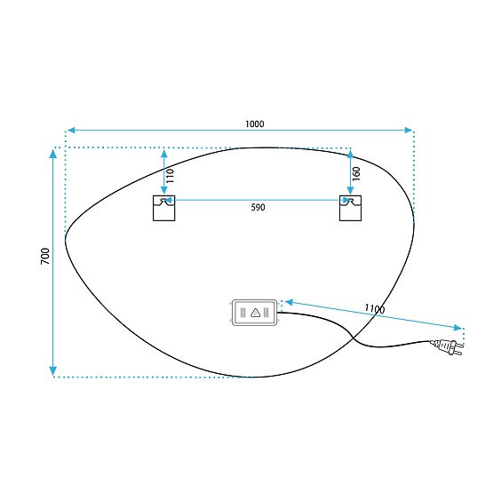 ŚCIENNE LUSTRO LED Z FUNKCJĄ BLUETOOTH 70x100cm FOG