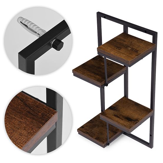 Ścienny kwietnik półka na kwiaty dekoracja 4 poziomy loft ModernHome