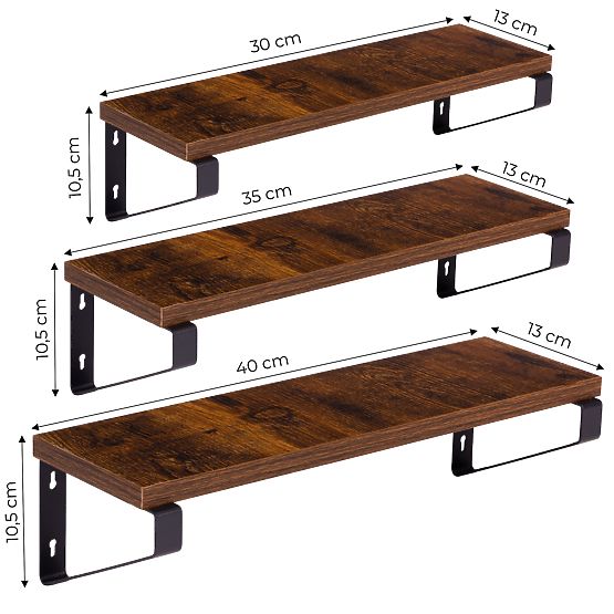 Ścienny stojak na kwiaty 3 wiszące półki na kwiaty dekoracja loft ModernHome