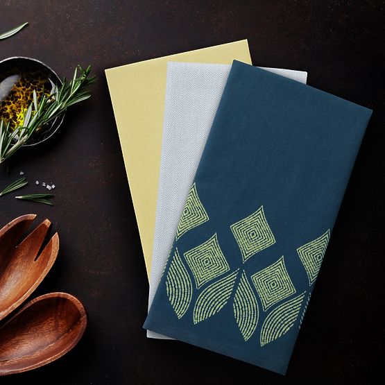 Ścierka kuchenna LETTY żółta z nadrukiem nowoczesny motyw klasyczny styl 50x70 ameliahome