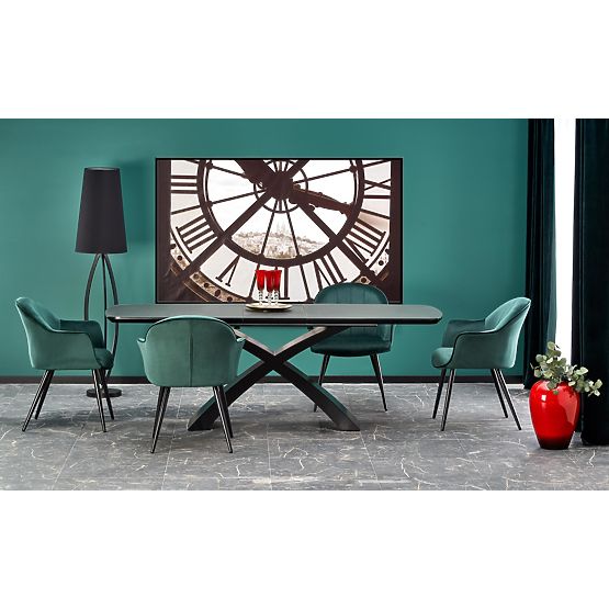 SILVESTRO rozkładany stół blat - ciemnoszary, noga - czarna