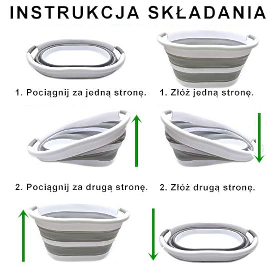 Składana owalna misa 50 x 37 cm biało-szara OVAL COMPACT 25L