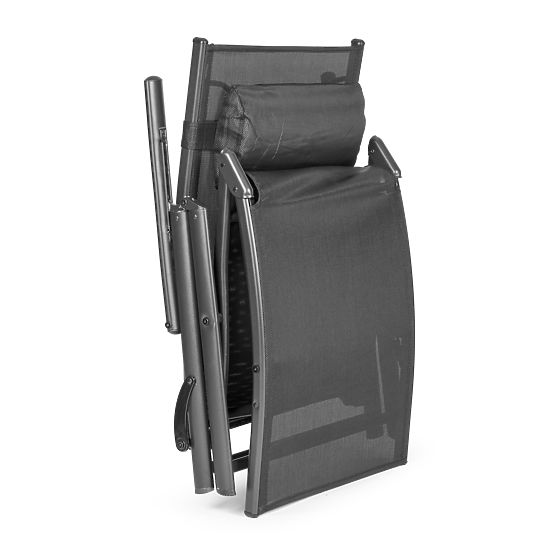 Składane leżak ogrodowy plażowy z regulowanym oparciem, stalowa konstrukcja, szary MultiGarden