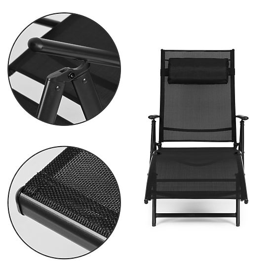Składane leżak plażowy ogrodowy z regulowanym oparciem, stalowa konstrukcja ModernHome