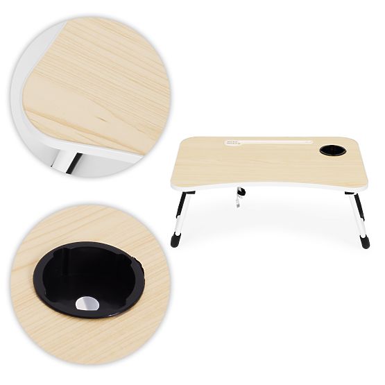 Składany stojak pod laptop 60x40 cm z lampką i wentylatorem ModernHome