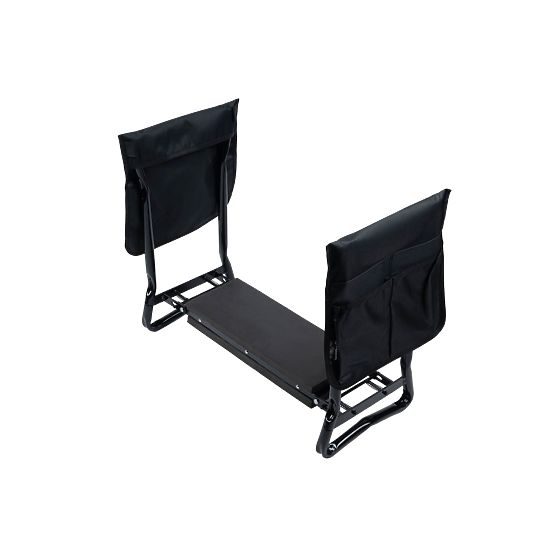 Składany stołek klęczący do pracy w ogrodzie z pasem na narzędzia i 2 organizerami