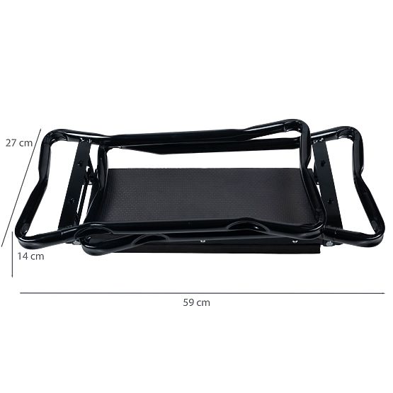 Składany stołek klęczący do pracy w ogrodzie z pasem na narzędzia i 2 organizerami