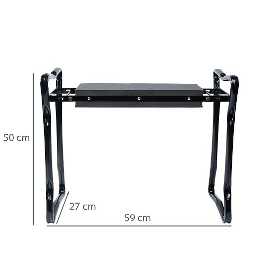 Składany stołek klęczący do pracy w ogrodzie z pasem na narzędzia i 2 organizerami