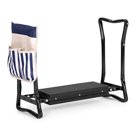 Składany stołek-klęcznik do pracy w ogrodzie 2w1 - niebieski