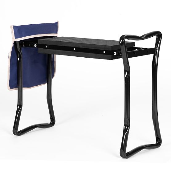 Składany stołek-klęcznik do pracy w ogrodzie 2w1 - niebieski