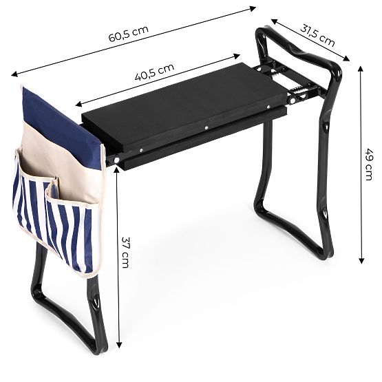 Składany stołek-klęcznik do pracy w ogrodzie 2w1 - niebieski