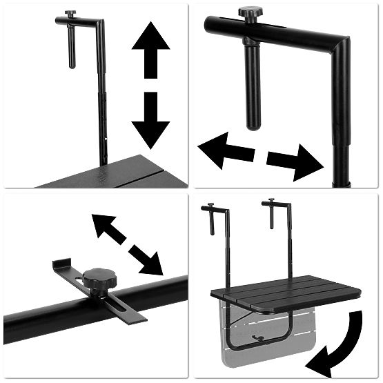 Składany stolik balkonowy ARETTO czarny