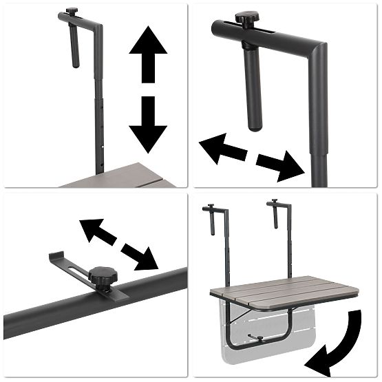 Składany stolik balkonowy ARETTO szary