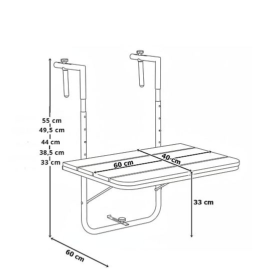 Składany stolik balkonowy ARETTO szary