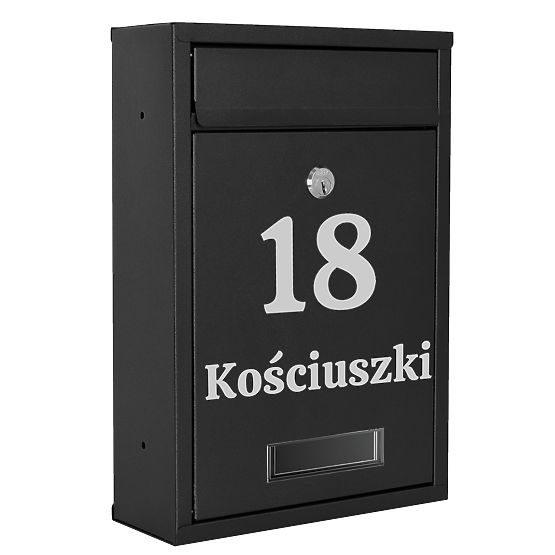 Skrzynka na listy Gustav czarna z napisami