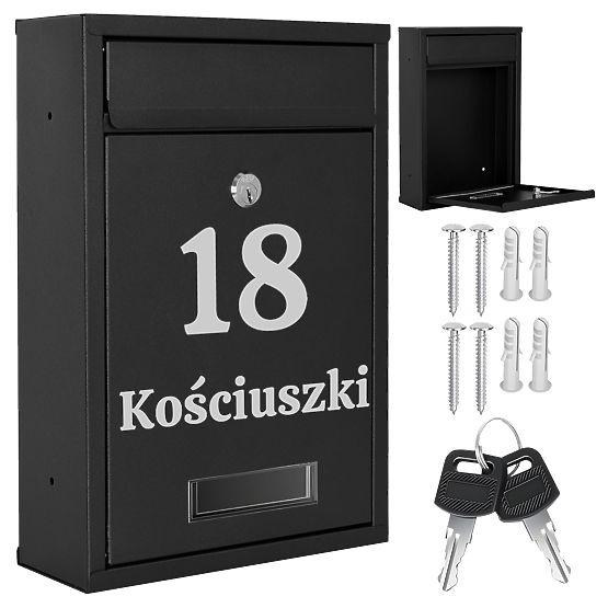 Skrzynka na listy Gustav czarna z napisami