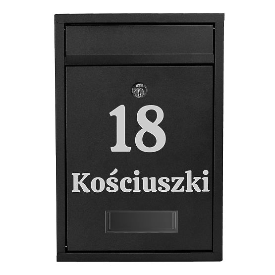 Skrzynka na listy Gustav czarna z napisami