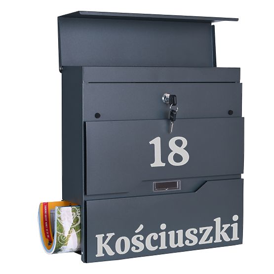Skrzynka na listy Vidar antracyt z napisami