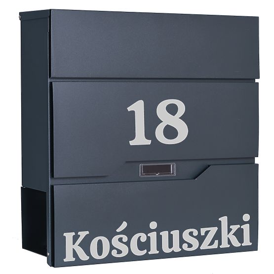 Skrzynka na listy Vidar antracyt z napisami