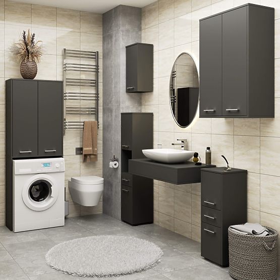 SŁUPEK ŁAZIENKOWY FIN 180 NAD PRALKĘ PEŁNE 2D - SZARY