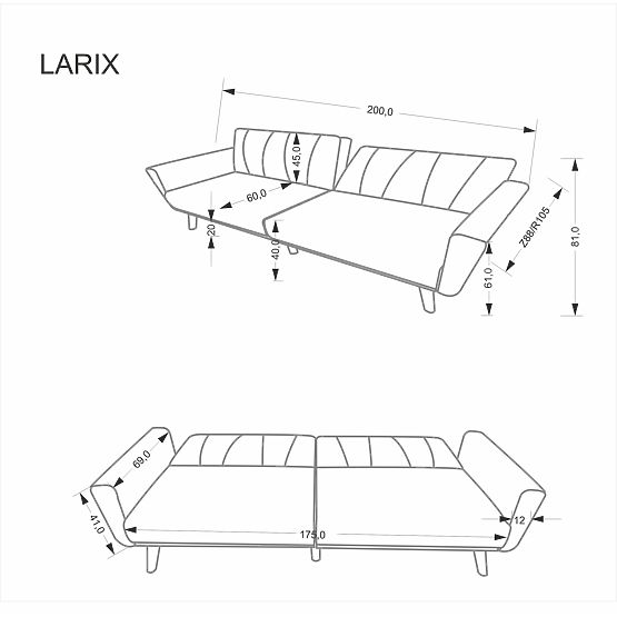 Sofa LARIX szara (1p=1 szt.)