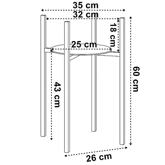 Stojak na kwiaty loftowy Torre 60 cm czarny