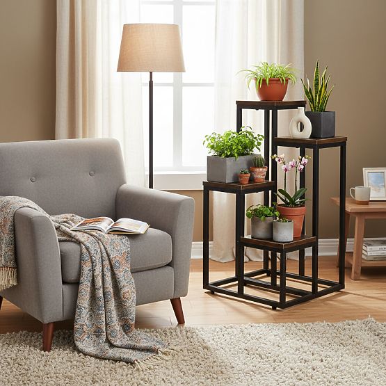 Stojak na kwiaty ozdoby 4 półki loft ModernHome