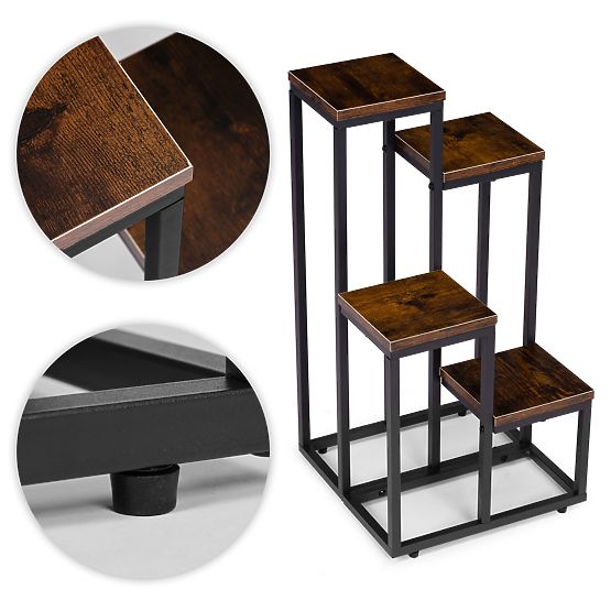 Stojak na kwiaty ozdoby 4 półki loft ModernHome