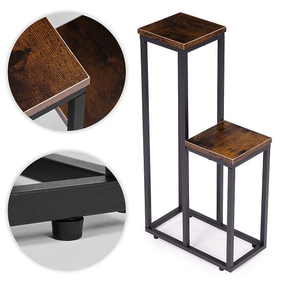 Stojak na kwiaty stojący stojak na kwiaty ozdoby 2 półki loft ModernHome