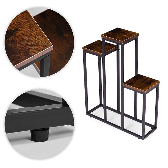 Stojak na kwiaty stojący stojak na kwiaty ozdoby 3 półki loft ModernHome