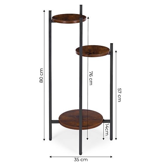 Stojak na kwiaty, stojak na kwiaty, dekoracja, 3 poziomy, loft ModernHome