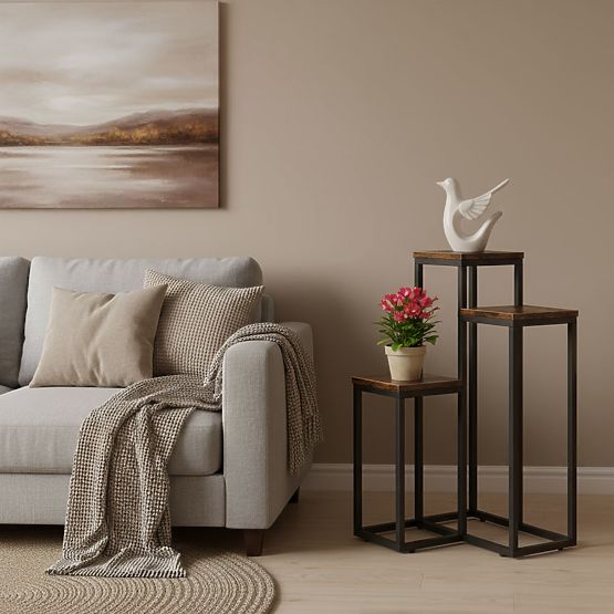 Stojak na kwiaty z 3 półkami loft ModernHome