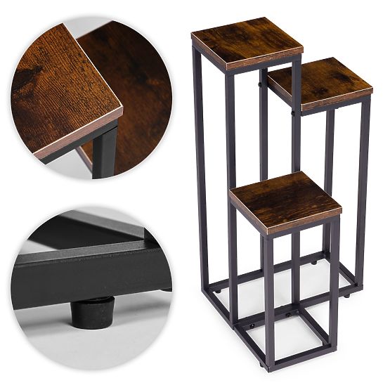 Stojak na kwiaty z 3 półkami loft ModernHome