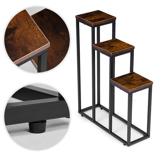 Stojak na kwiaty z 3 półkami loft ModernHome