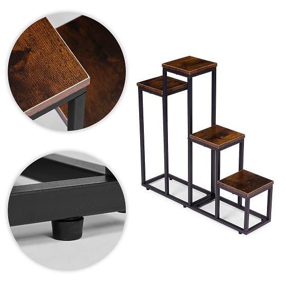 Stojak na kwiaty z 4 półkami loft ModernHome