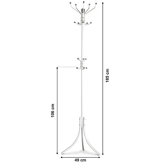 Stojak na ubrania z 16 haczykami biały