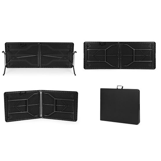 Stół cateringowy 180 cm składany do walizki czarny ModernHome