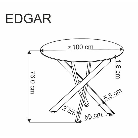 Stół EDGAR, blat - orzechowy, nogi - czarne (2p=1szt)