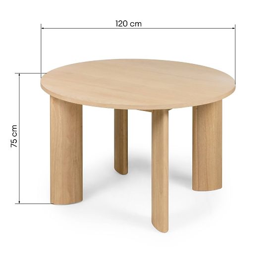 Stół jadalniany Bali 120 cm, okrągły, kremowobiały