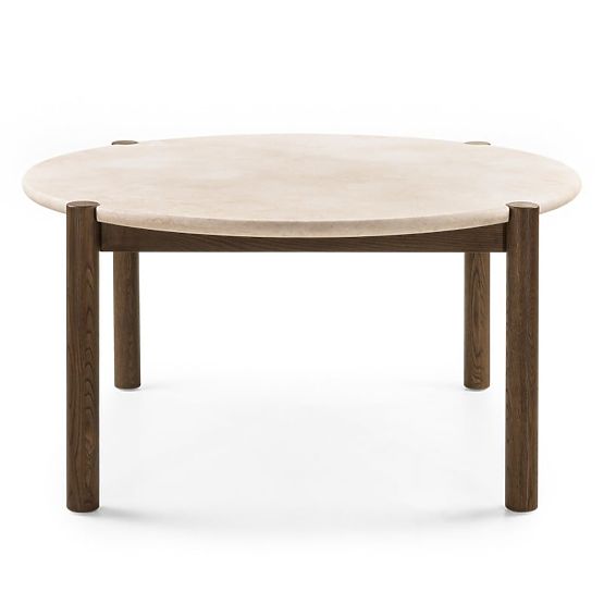 Stół jadalniany Bruna, 150 cm, okrągły, dąb mocha/marmur cream
