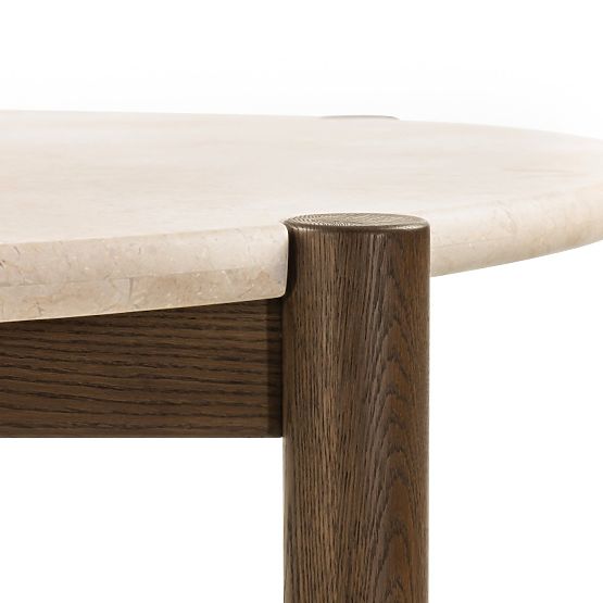 Stół jadalniany Bruna, 150 cm, okrągły, dąb mocha/marmur cream