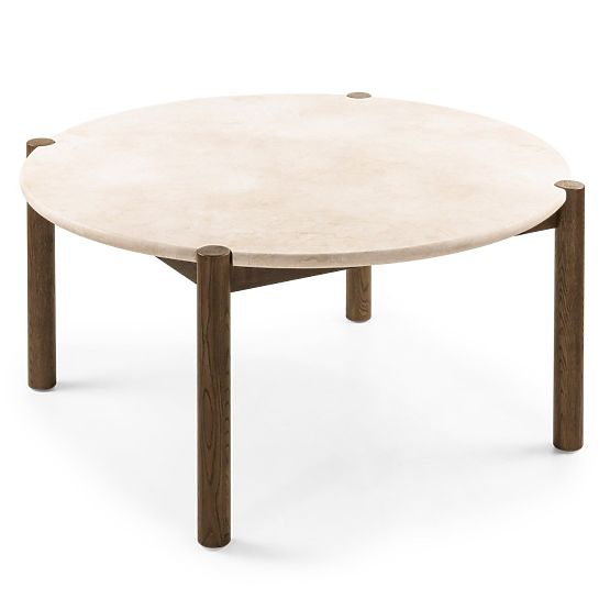 Stół jadalniany Bruna, 150 cm, okrągły, dąb mocha/marmur cream